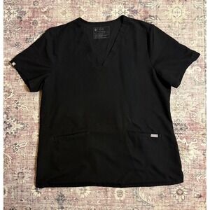 FIGS Technical Collection Black V-Neck Scrub Top Womens XL Style FW1100